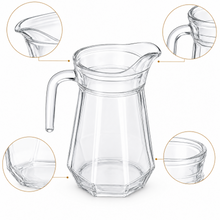 Clear Glass Beverage Pitcher with Lid and Handle, 8.5 Inch