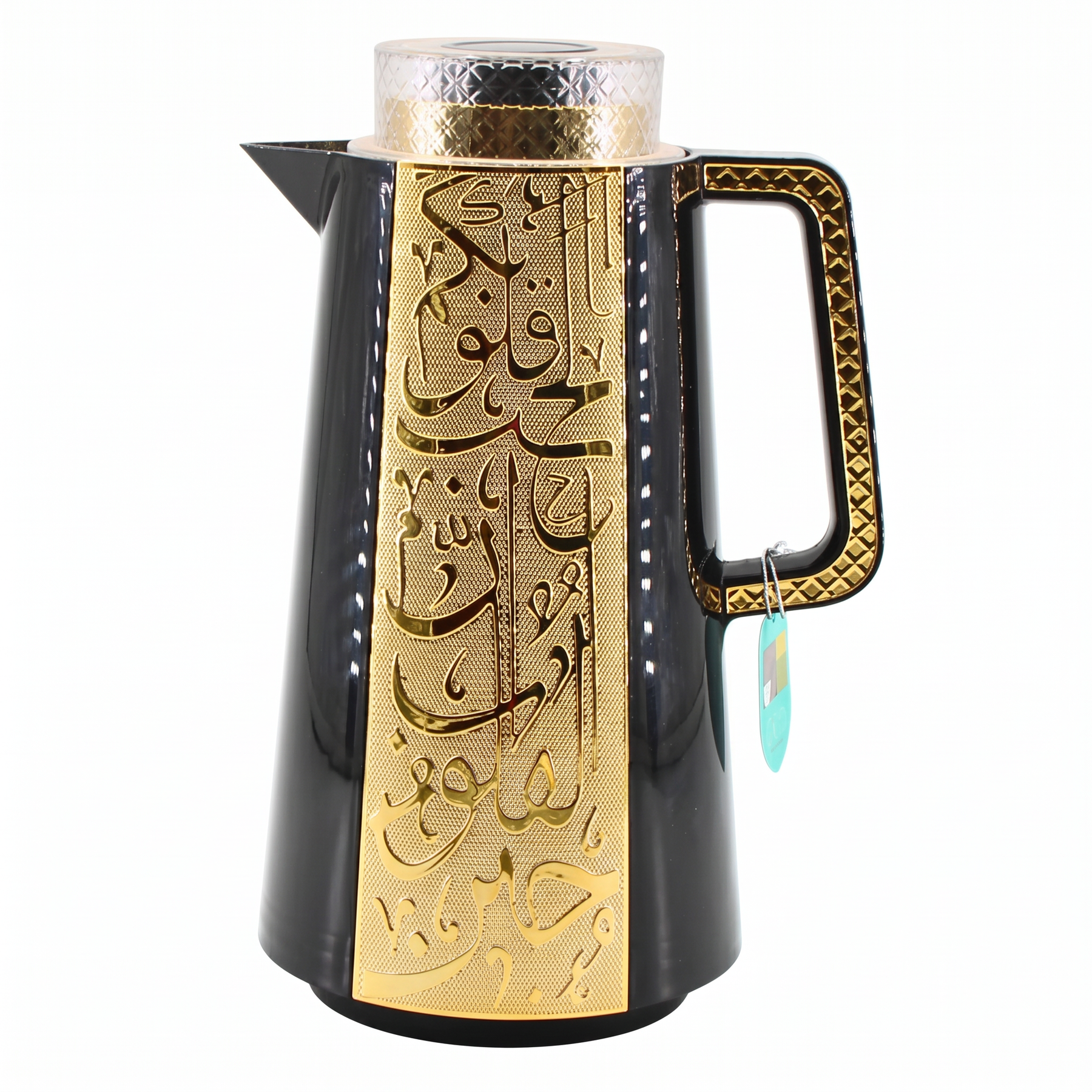 Classic Black Insulated Vacuum Flask 1.0L with Gold Arabic Detailing