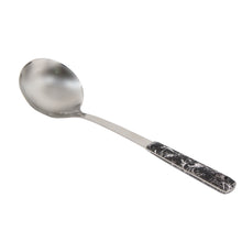 Stainless Steel Angled Serving Spoon - Black Ergonomic Handle