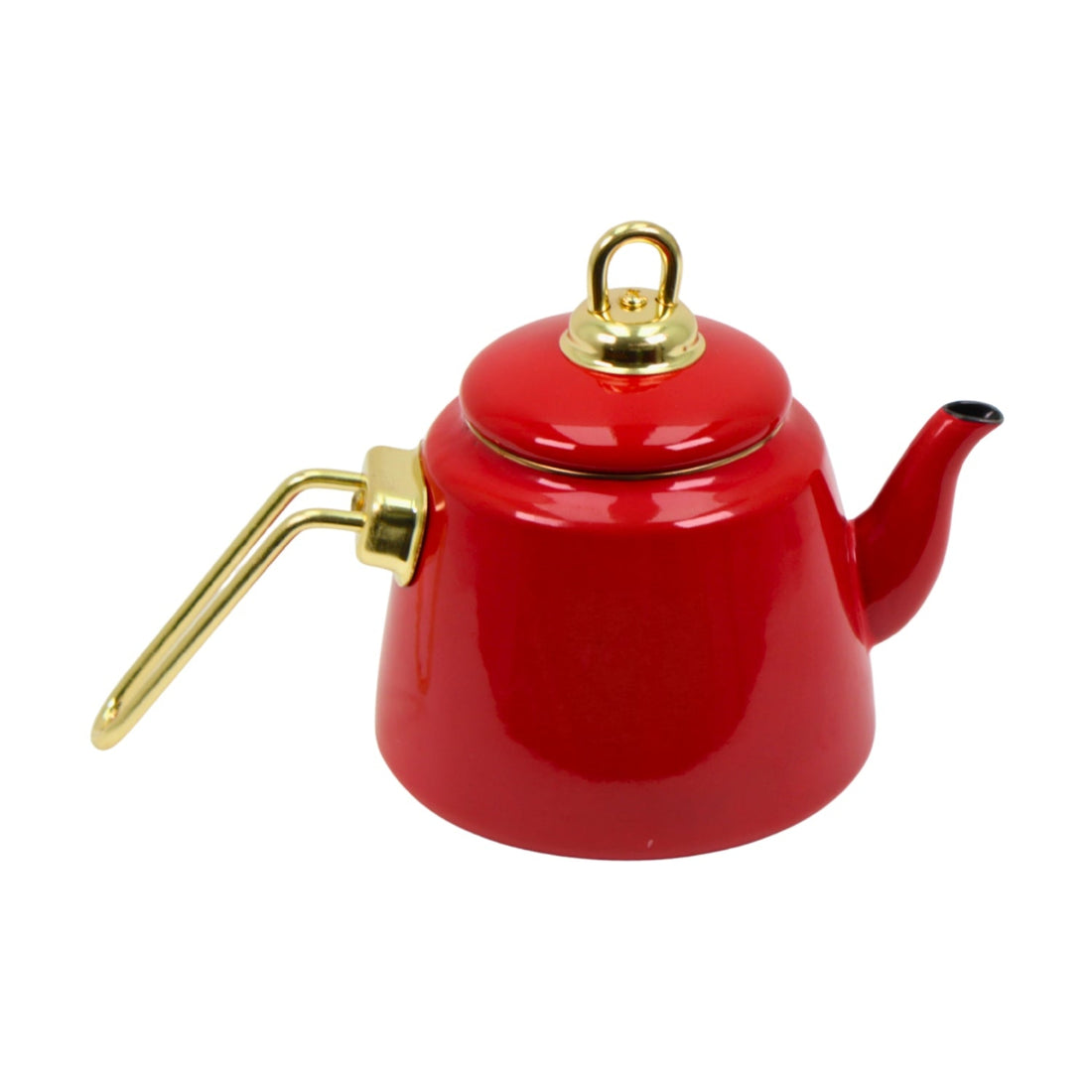 Premium Ceramic Teapot 1.0L - Red Finish with Gold Hardware