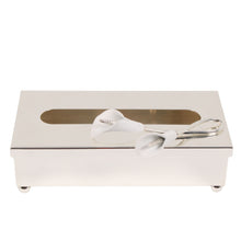 Luxury Stainless Steel Tissue Box Cover-Decarative Holder with Floral Accent (Silver)