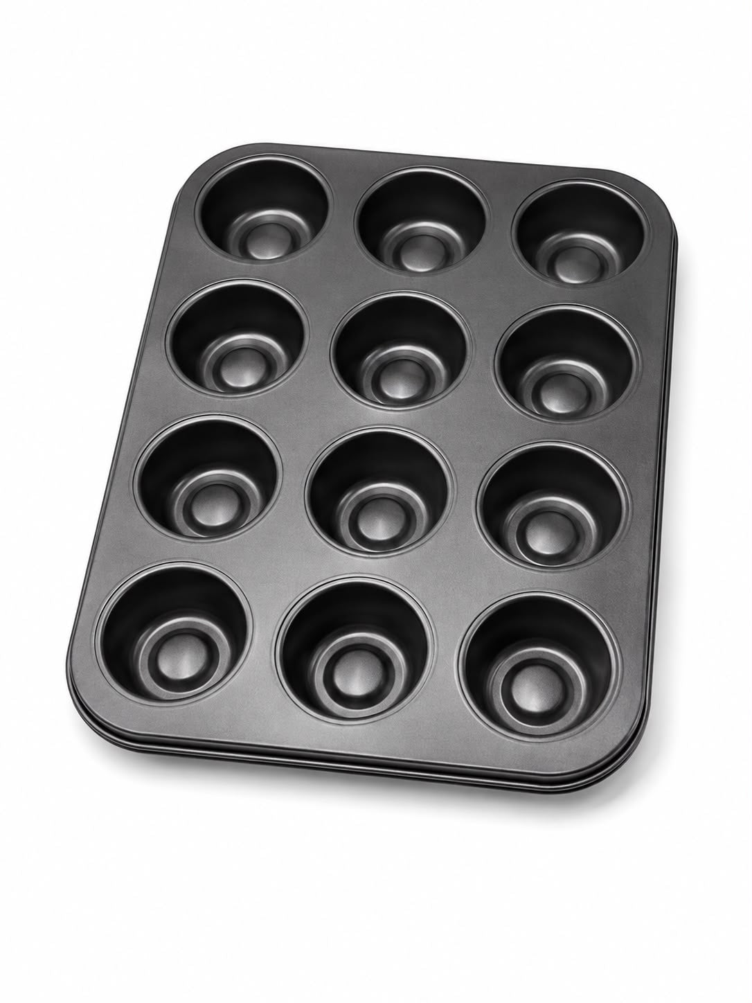 12-Cavity Round Muffin & Cupcake Pan – Deep Cup Baking Tray for Muffins, Cupcakes & Individual Desserts