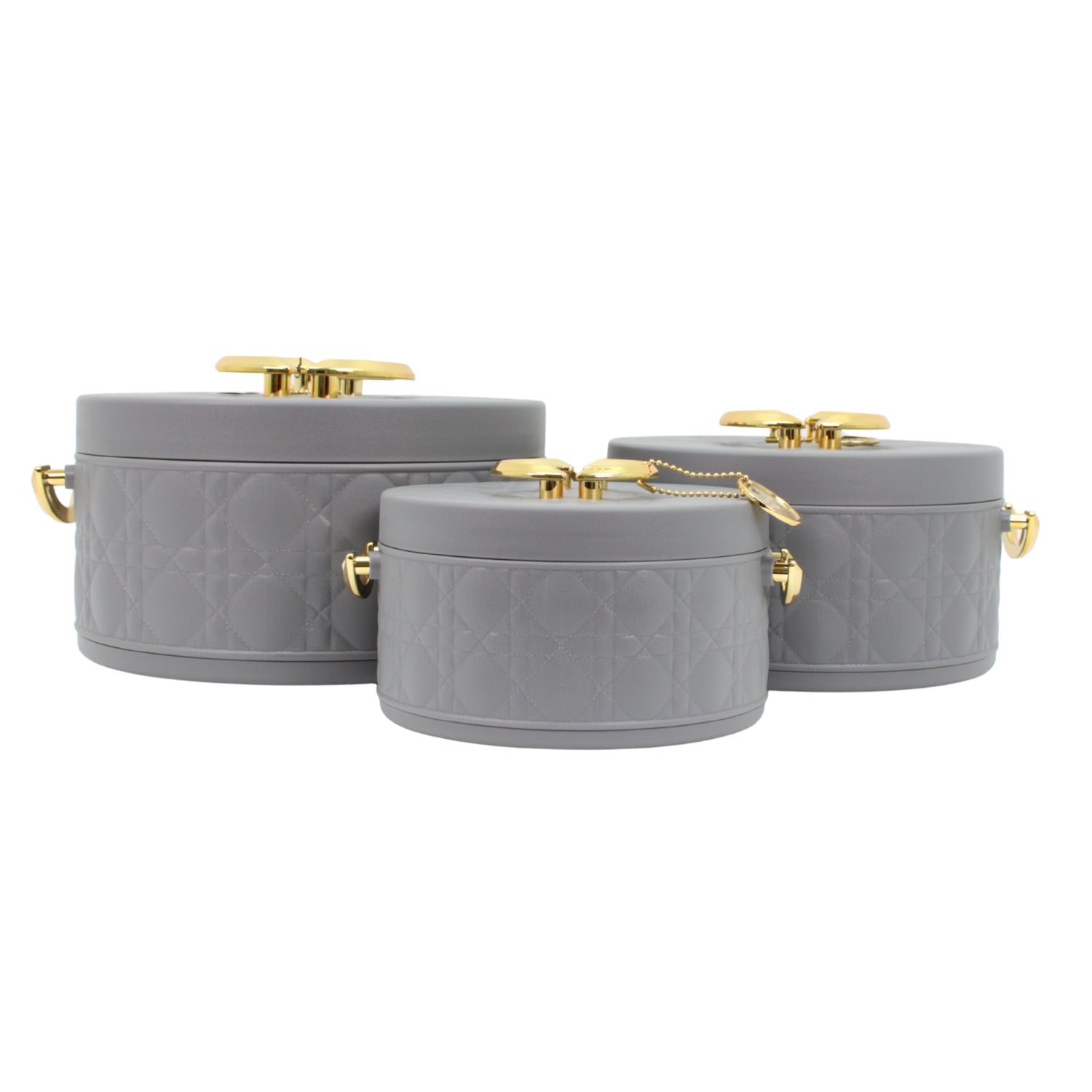 Modern Stylish Light Gray & Gold Insulated Casserole Bowls - 3 PCS (1.0L / 2.5L / 4.0L)