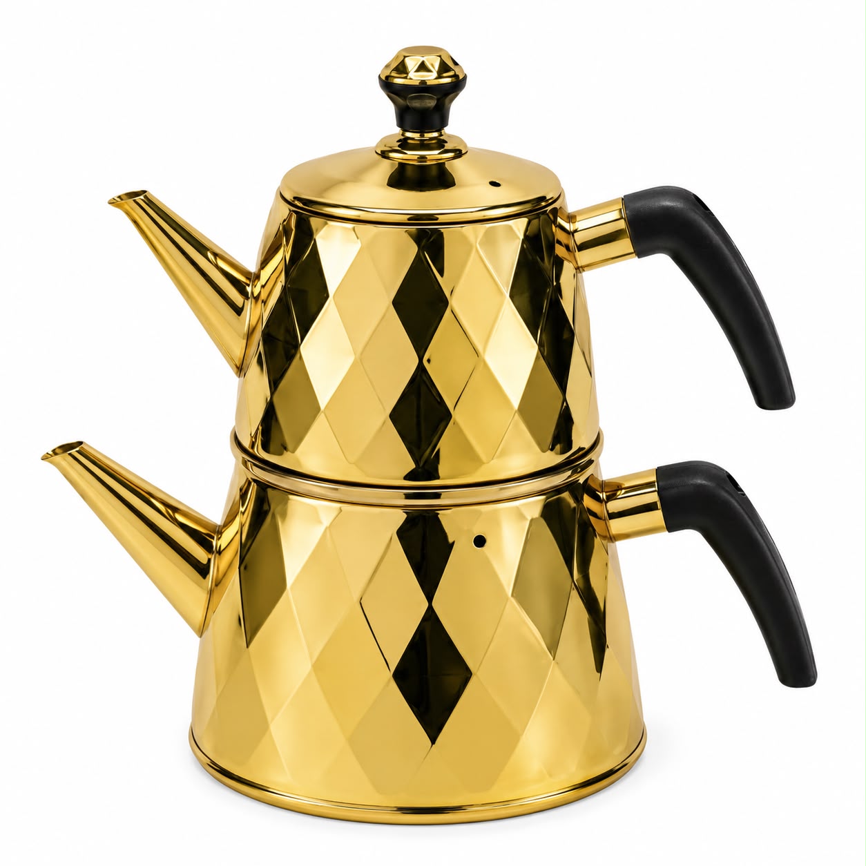 Luxury Gold Stainless Steel Turkish Tea Pot Set – 2-Piece Mirror Finish Tea Kettle 2.5 / 1.0 Liter