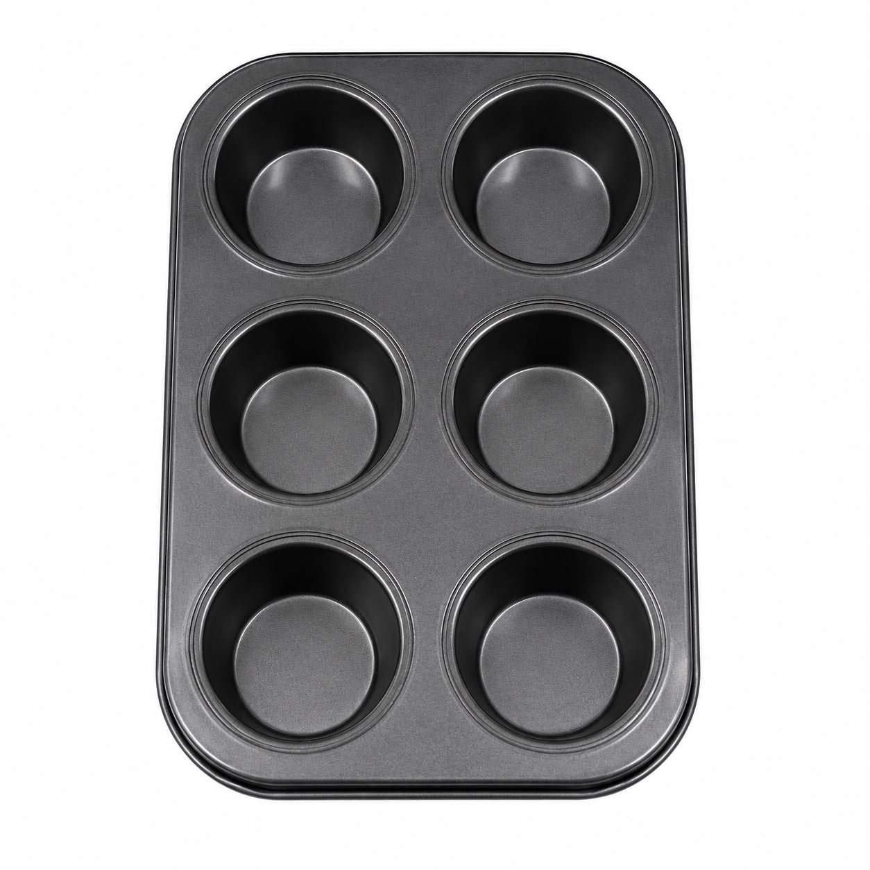 6-Cup Muffin & Cupcake Pan – Large Round Baking Tray for Oversized Muffins, Cupcakes & Individual Cakes, Black