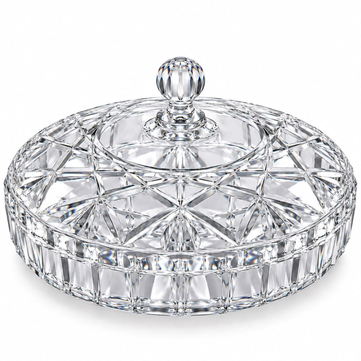 Premium Clear Crystal-Style Covered Serving Bowl with Lid – XL Candy, Dessert & Snack Bowl, 13.75"
