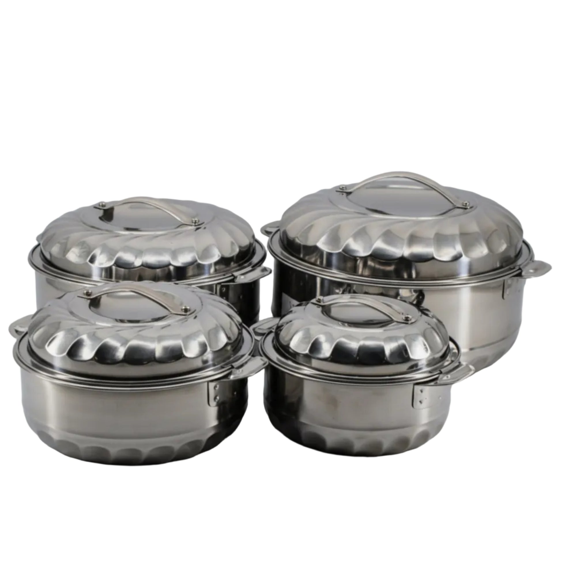 Set of 4 Stainless Steel Casserole Hot Pot - Thermal Food Warmer - S/M/L/XL