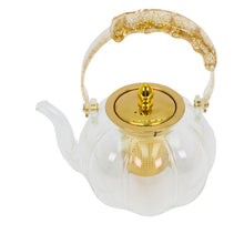 Clear Glass Tea Kettle with Gold Infuser & Glitter Handle - 1.2L