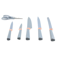 Multi-Function Silicone Kitchen Utensil & Knife Storage Set with Cutting Board - Light Gray