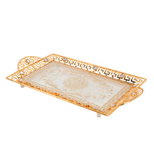 Luxury Gold and Glass Serving Tray with Crystal Accents