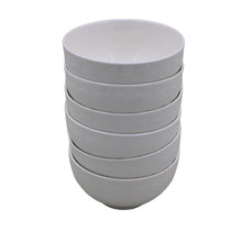 Set of 6 - Minimalist Embossed White Ceramic Bowl - 5.12" x 2.76"