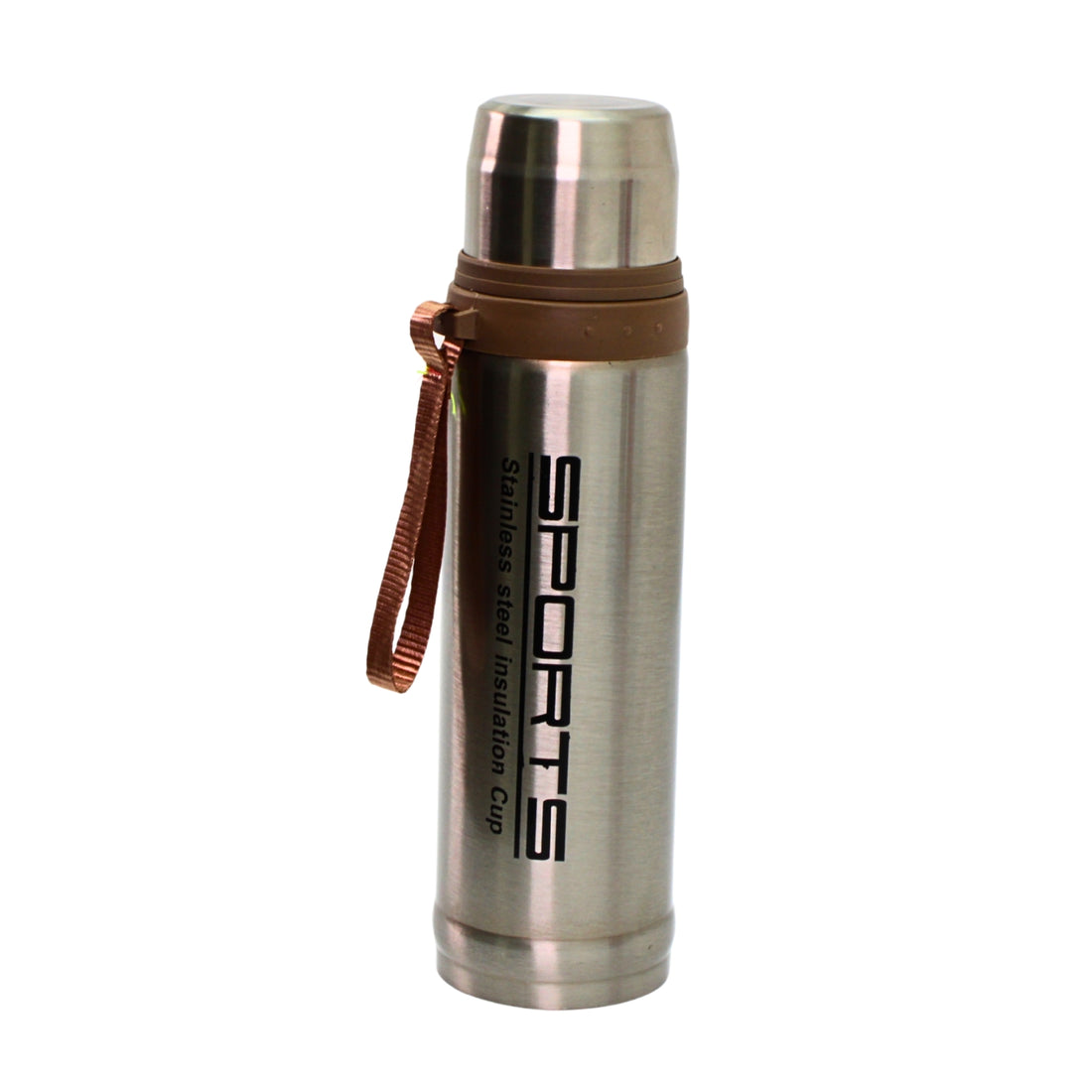 40 oz Stainless Steel Vacuum Insulated Sports Thermos Bottle with Carry Strap - Silver