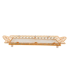 Luxury Gold and Glass Serving Tray with Crystal Accents