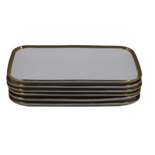 Set of 6 - Elegant White Gold Dinnerware - Glass Tray 9.65" x 6.3" x 0.98"