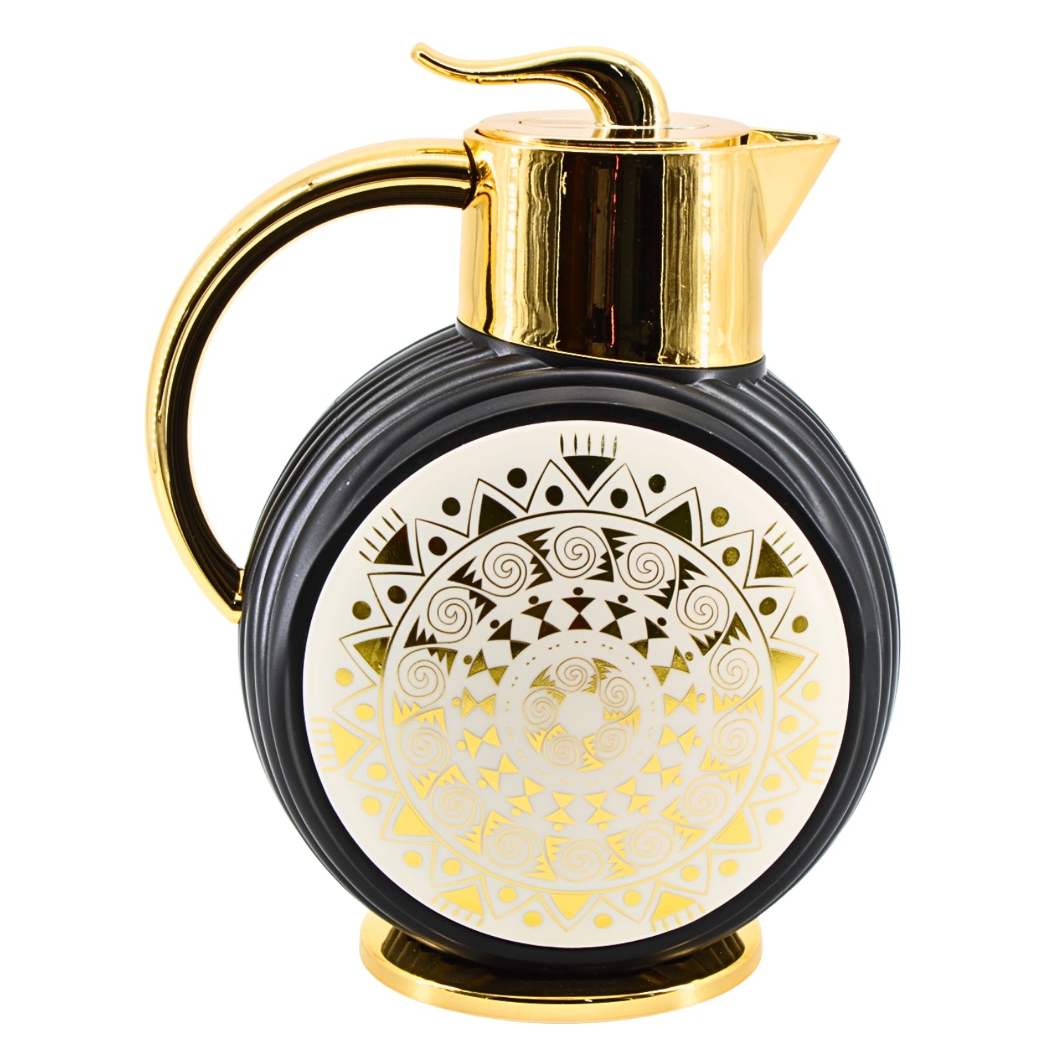 Majlis Mosaic Round Vacuum Jug Flask Black & Gold 1L