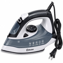 E3-Bester Electric Steam Iron with Adjustable Temperature, Steam Burst, Spray & Self-Clean – White/Gray