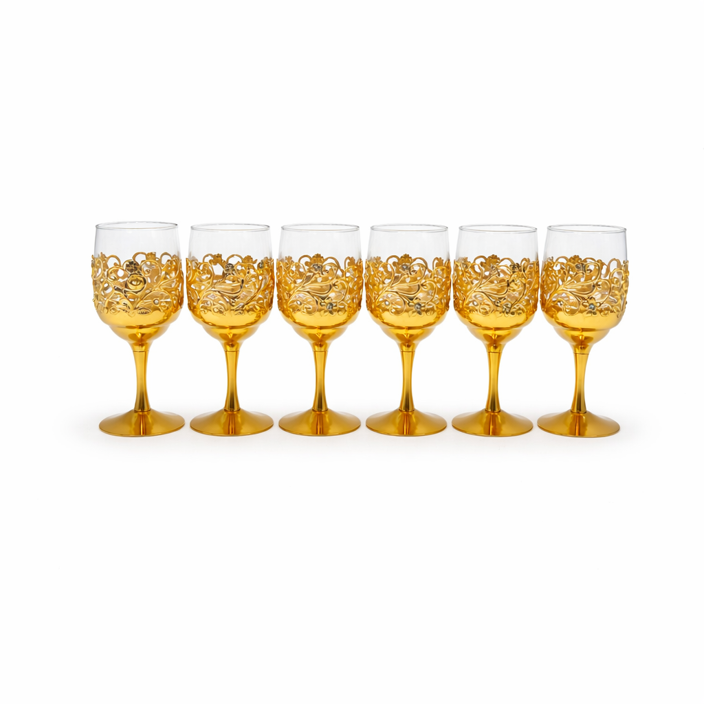 Elegant Gold Stem Juice Glasses-6 Piece