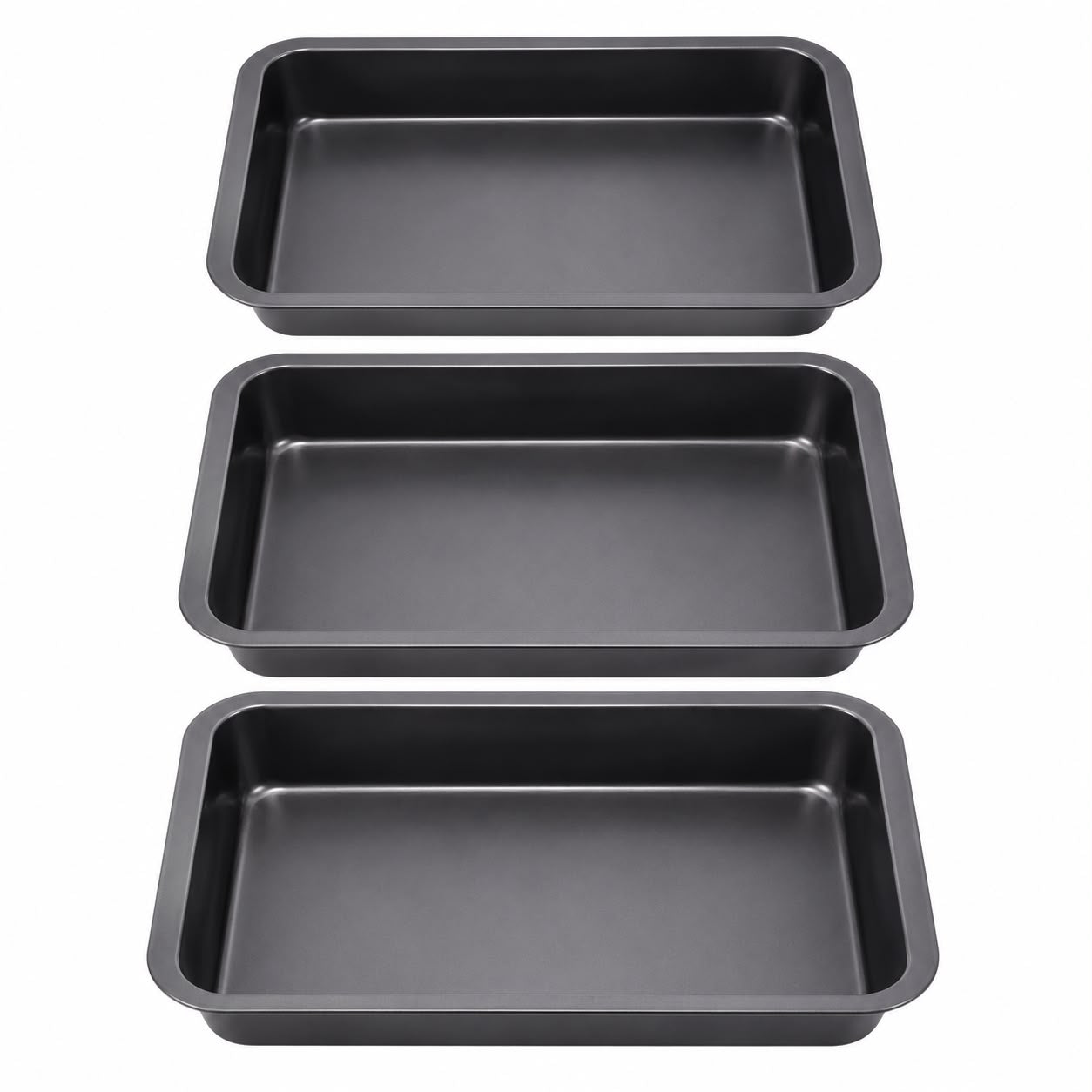 3-Piece Deep Square Bakeware Set – Multi-Size Baking & Roasting Pans