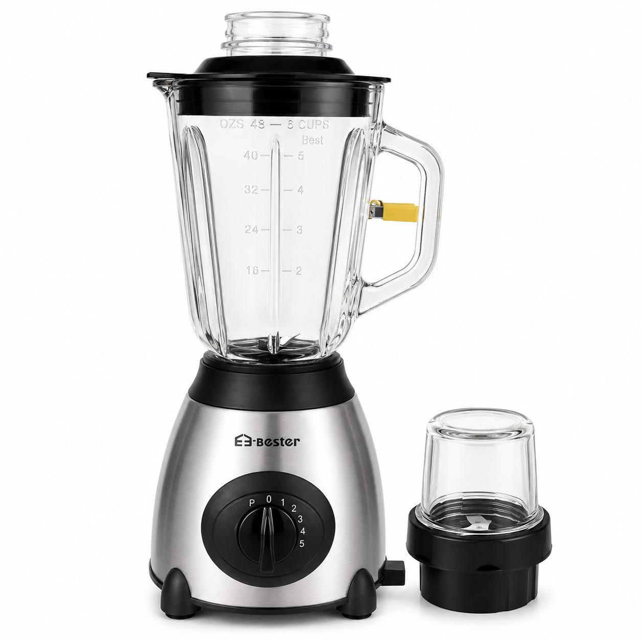 Electric Kitchen Blender with 6-Cup Glass Jar & Grinding Attachment 5 Speed 500-W