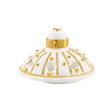 Medium White-Gold Traditional Clay Incense Burner - Beige Abstract Design