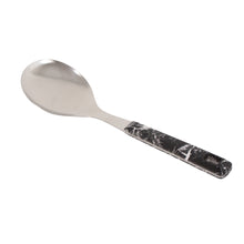 Stainless Steel Shallow Serving Spoon - Black Ergonomic Handle