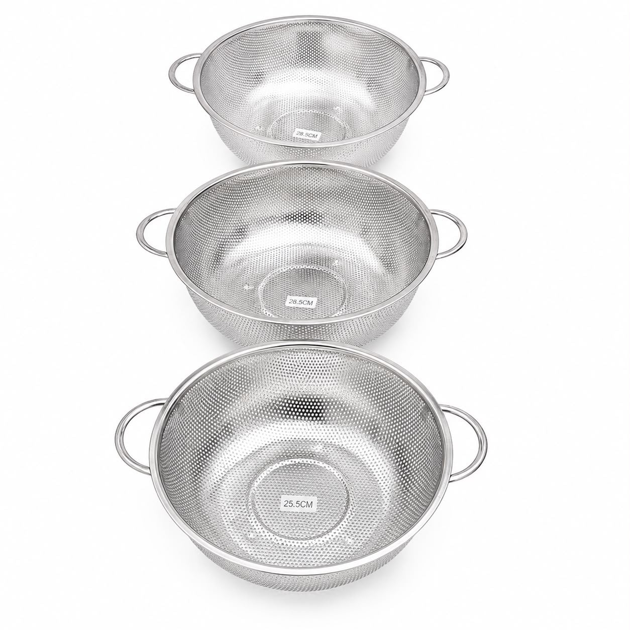 Stainless Steel Round Colander with Dual Handles – Kitchen Strainer for Fruits, Vegetables, Pasta & Rice