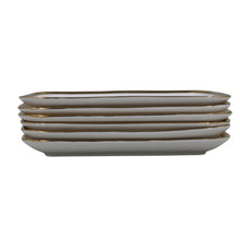 Set of 6 - Elegant White Gold Dinnerware - Glass Tray 9.65" x 6.3" x 0.98"