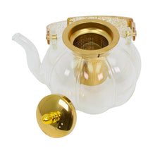 Clear Glass Tea Kettle with Gold Infuser & Glitter Handle - 1.2L