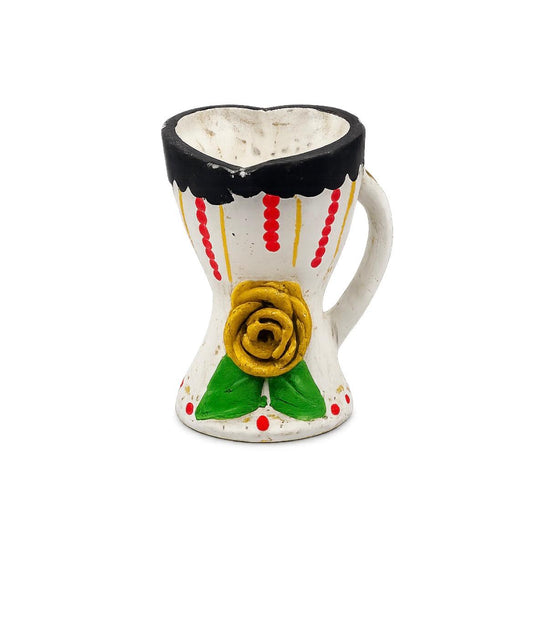 Traditional Handmade Clay Incense Burner - Gold Rose - 5.5" x 7"
