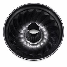 Round Ring-Shaped Baking Mold, Black-Fluted Bundt Cake Pan with Center Tube