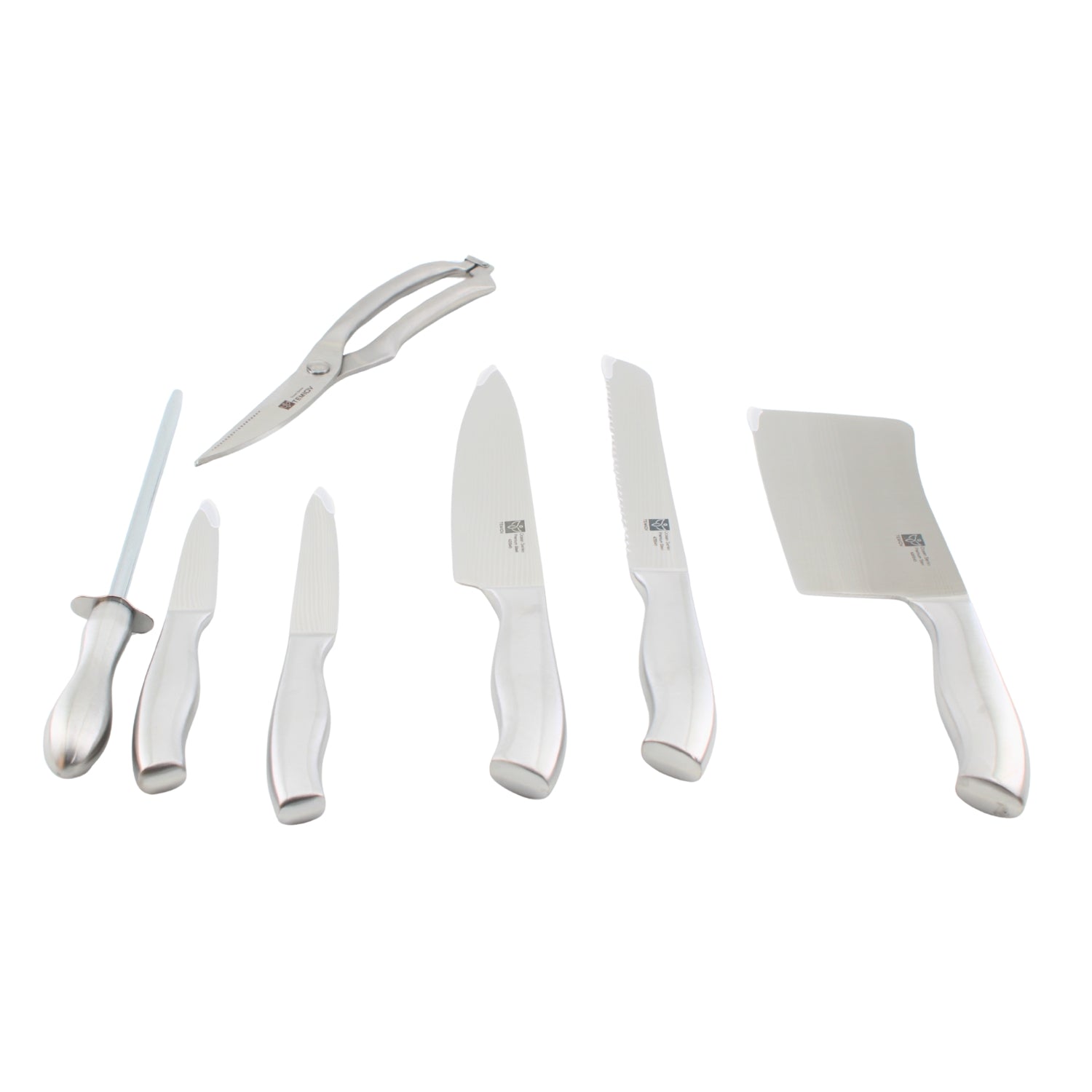 Alina Stainless Steel Knife Set with Wooden Block & Integrated Kitchen Shears