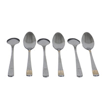 Elegant Stainless Steel Teaspoons with Gold Detail - Set of 6