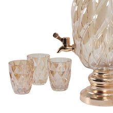 7-Piece Amber Glass Beverage Dispenser Set - 8L Drink Server