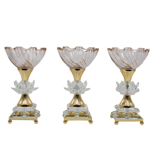 Luxury Gold-Crystal Glass Pedestal Candy Bowls - Set of 3 Small