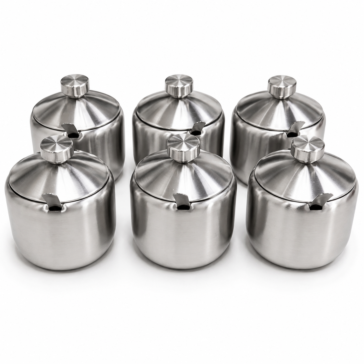 6-Piece Stainless Steel Condiment Jar Set with Lids & Spoons