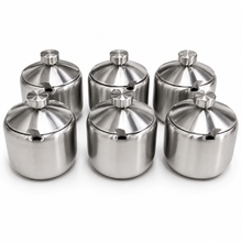 6-Piece Stainless Steel Condiment Jar Set with Lids & Spoons