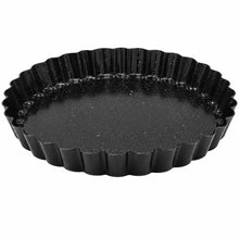 Round Fluted Tart Pan – Black Speckled Scalloped Baking Pan for Tarts, Pies, Quiche & Desserts-L