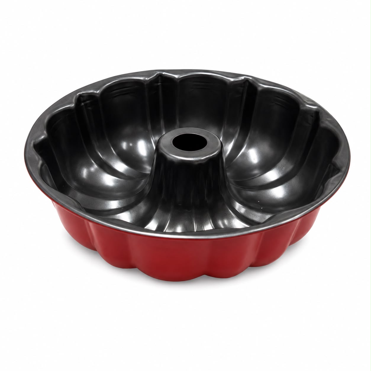 10.5-Inch Fluted Tube Cake Pan – Red & Black