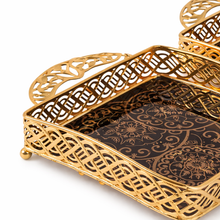 Luxury Black & Gold Glass Serving Tray Set - 2PC Gold Mosaic