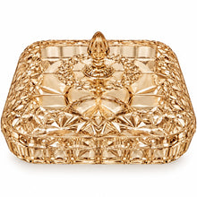 Elegant Light Amber Crystal-Style Square Covered Serving Dish with Decorative Lid – Large, 11.75 Inch