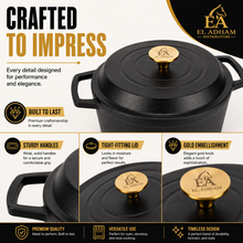 Enameled Round Cast Iron Roaster Casserole Pan - 4L - 9.5"