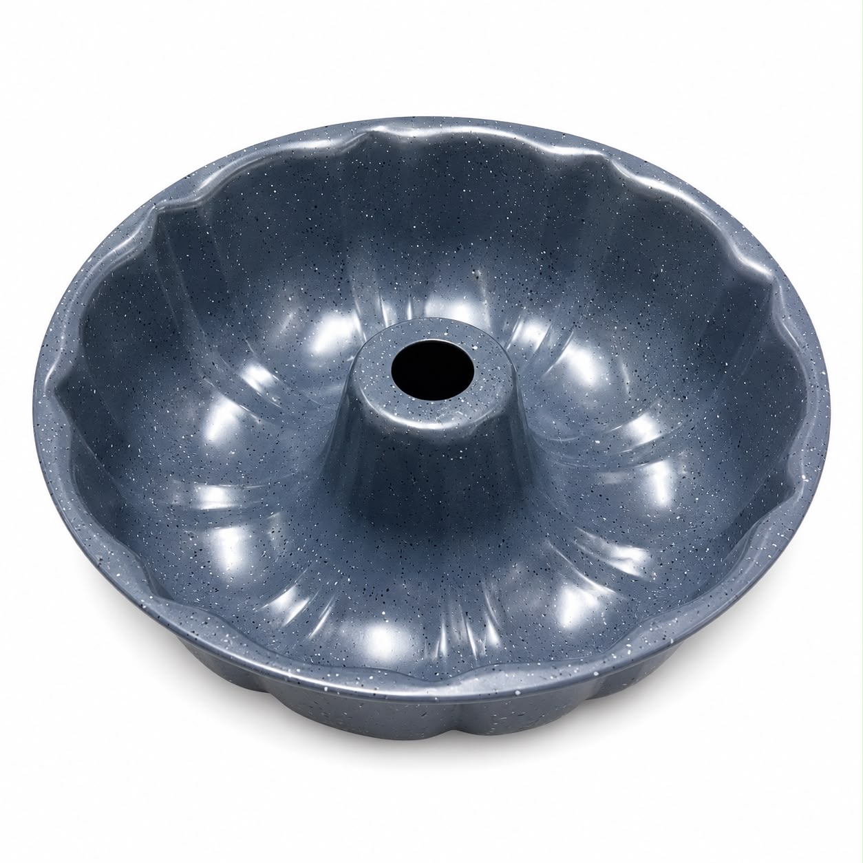 Round Tube Cake Mold with Center Chimney, Gray-Fluted Bundt Cake Pan Large sized