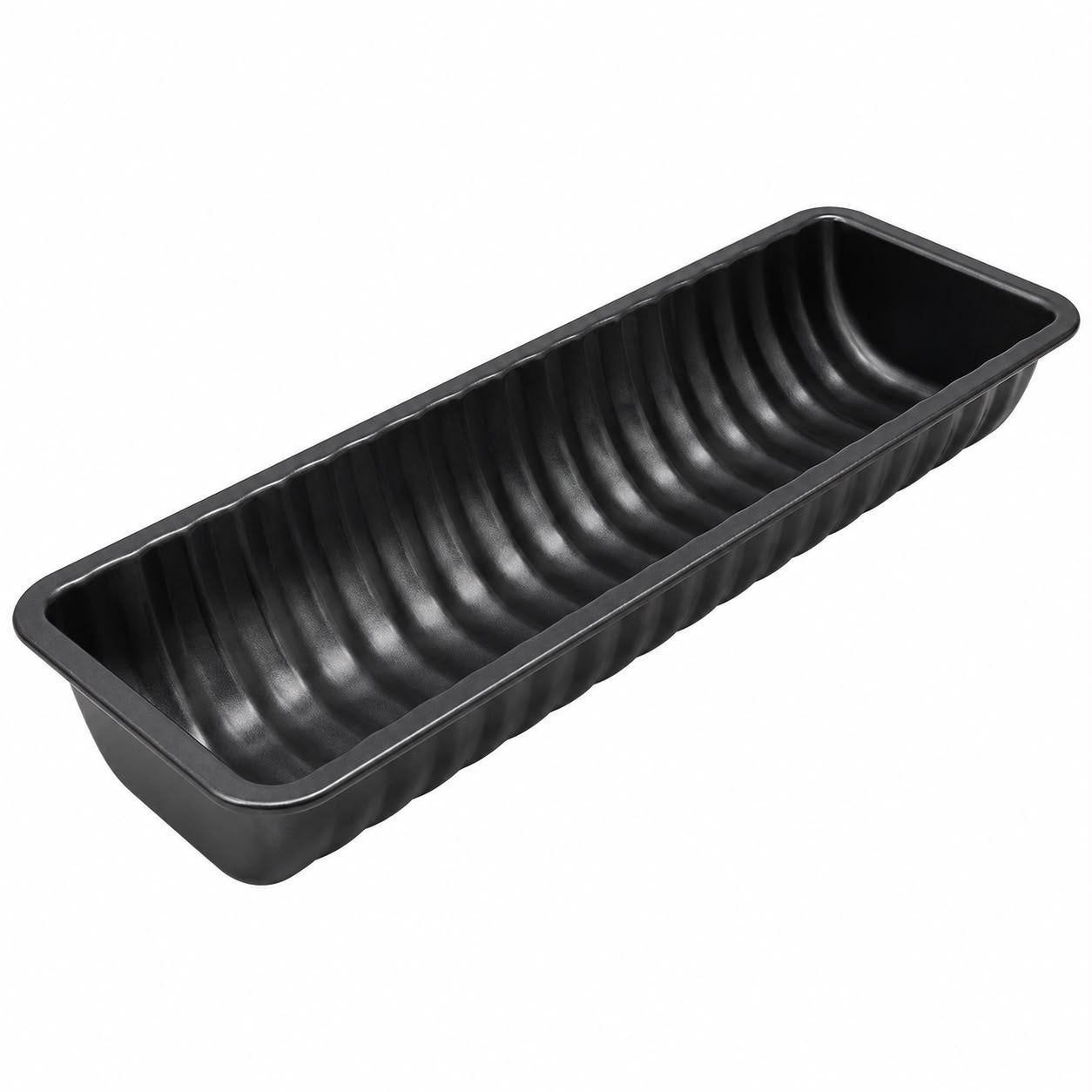 Rectangular Ribbed Loaf & Cake Baking Pan – Long Narrow Bread Mold for Loaves, Cakes & Desserts, Black