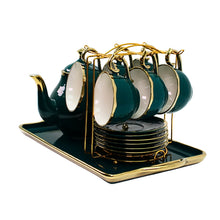 Elegant Tea Set - Complete 14-Piece Home Entertaining Set Teal & Gold