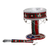 Traditional San'ani Decorated Steel Charcoal Holder 6.5" x 5.25" Red Design
