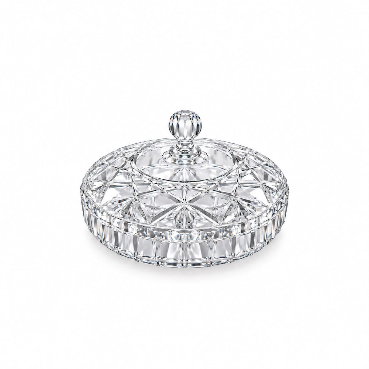 Premium Clear Crystal-Style Covered Serving Bowl with Lid – Medium Candy, Dessert & Snack Bowl, 9.75"