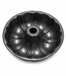 Round Tube Cake Mold with Center Chimney, Red & Black-Fluted Bundt Cake Pan Medium sized