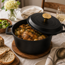 Enameled Round Cast Iron Roaster Casserole Pan - 4L - 9.5"