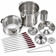Large Stainless Steel Charcoal BBQ Grill & Skewer Set – Portable Vertical Kabob Grill with Wooden-Handle Skewers, Lid & Accessories