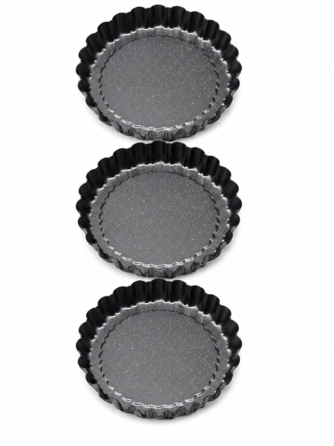 3-Piece Fluted Tart & Quiche Pan Set – Round Scalloped Baking Pans, (9.5, 11 & 12.75 Inches)